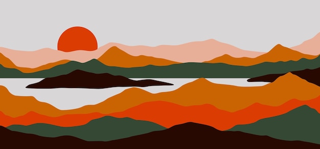 Minimal mountain landscape. abstract contemporary nature art wallpaper for print, modern background | The Web Univers