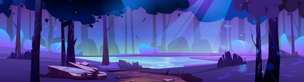 Summer forest landscape with lake at night | The Web Univers