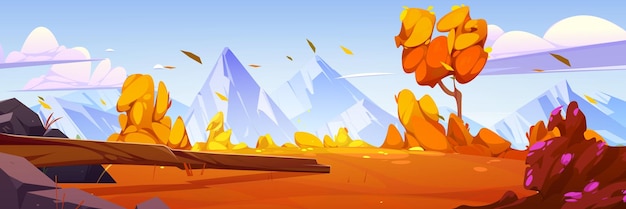 Mountain valley cartoon autumn landscape nature | The Web Univers