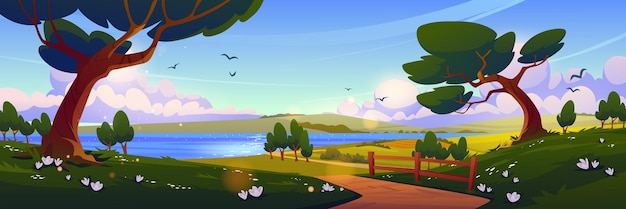 Cartoon nature landscape summer day background | The Web Univers