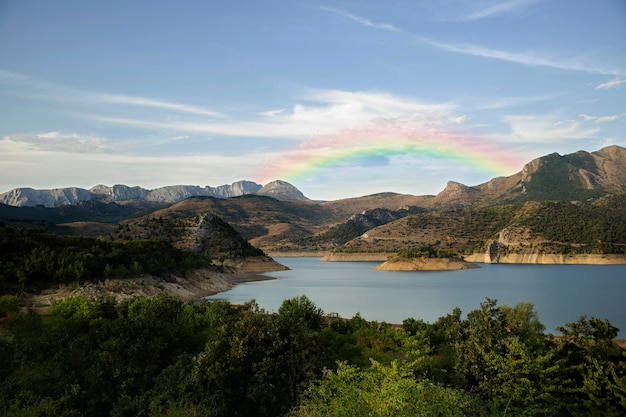 Beautiful landscape with rainbow and river | The Web Univers