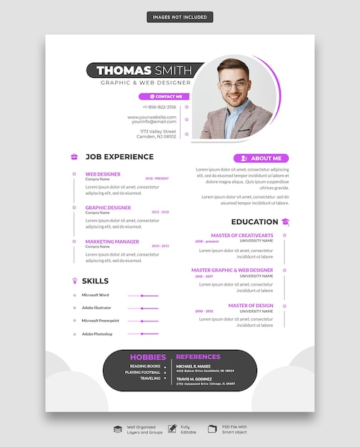 Clean and modern resume portfolio or cv template | The Web Univers