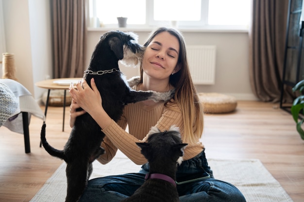 Young woman with her pets | The Web Univers
