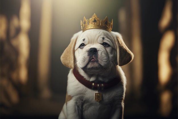 Close up of a dog wearing a crown generative ai | The Web Univers