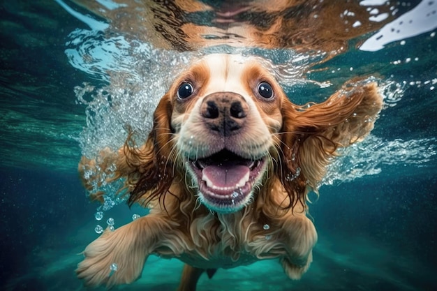 Happy dog swimming underwater | The Web Univers