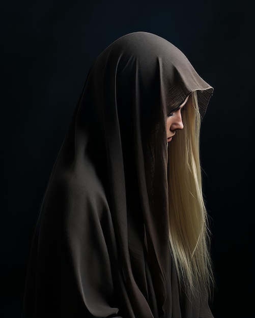 a woman with long blonde hair wearing a dark brown shawl | The Web Univers