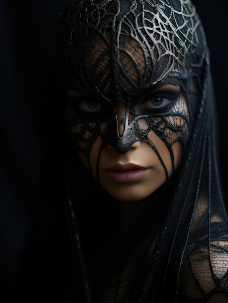 Mystery girl hidden under the veil cassock mask elegance gentlemanly luxury carnival ball overeating mystery and fantasy creative photos and elegant stylish presentation | The Web Univers